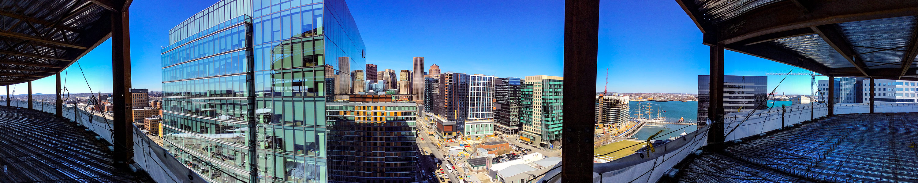 Downtown From 121 Seaport Boston MA - Panorama Photography By Sean Rose